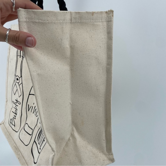Unbranded Canvas Tote Bag for Wine Bottles Vino Bubbly - Picture 3 of 10